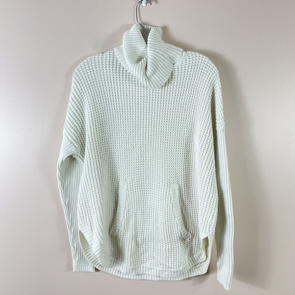 MICHAEL MICHAEL KORS womens ivory chunky waffle knit cowl neck sweater